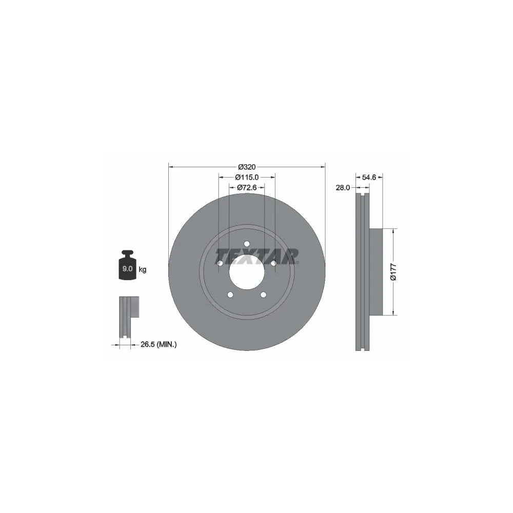 Disc Frana Textar pentru Chrysler 300C/300C Touring, Dodge Challenger Cupe/Charger - 92235403