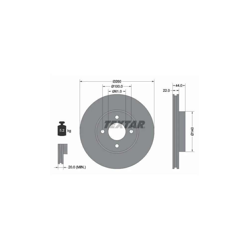 Disc Frana Textar pentru Nissan Micra/Note - 92239903