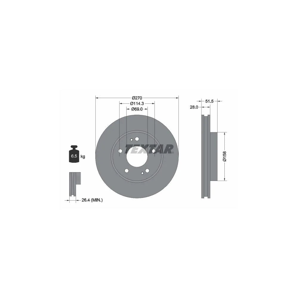 Disc Frana Textar pentru Mitsubishi L200 Triton - 92270803