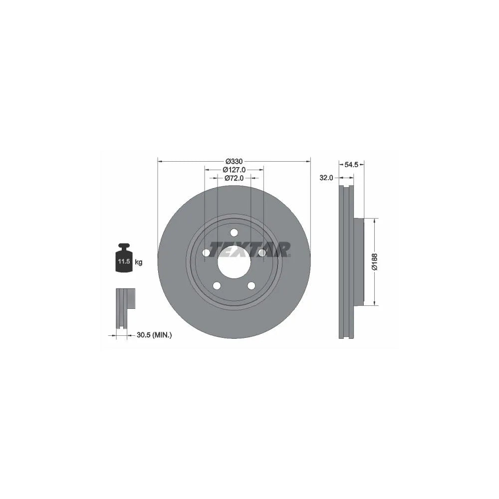 Disc Frana Textar pentru Dodge Durango, Jeep Grand Cherokee - 92274803