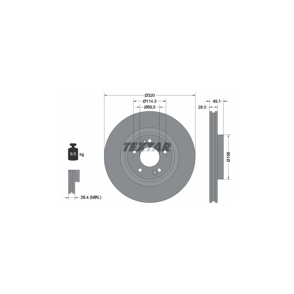 Disc Frana Textar pentru Hyundai Santa Fe - 92281803