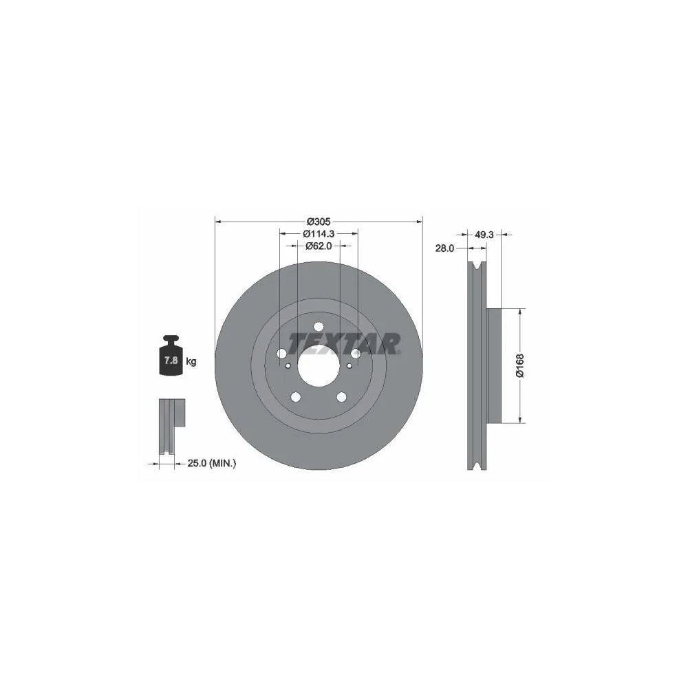 Disc Frana Textar pentru Lexus Es/Ux, Toyota Camry/C Hr/Corolla/Prius/Rav 4 - 92304305