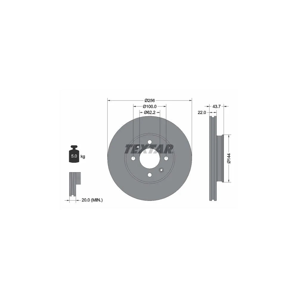 Disc Frana Textar pentru Hyundai I20, Kia Rio - 92304603