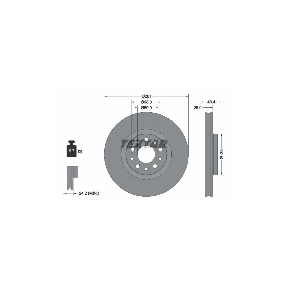 Disc Frana Textar pentru Fiat Tipo - 92304803