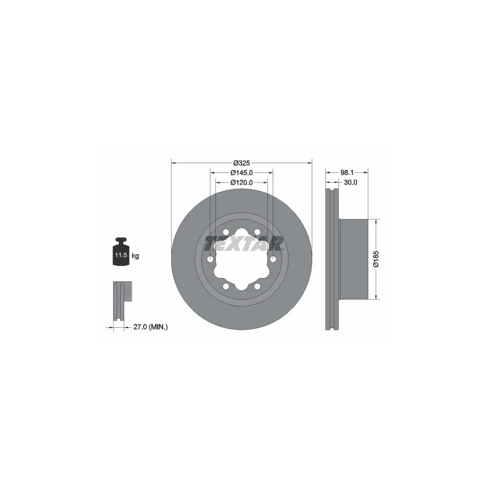 Disc Frana Textar pentru Man Tge Bus/Tge/Tge Platou, Volkswagen Crafter Bus/Crafter/Crafter Platou/Grand California - 92305803
