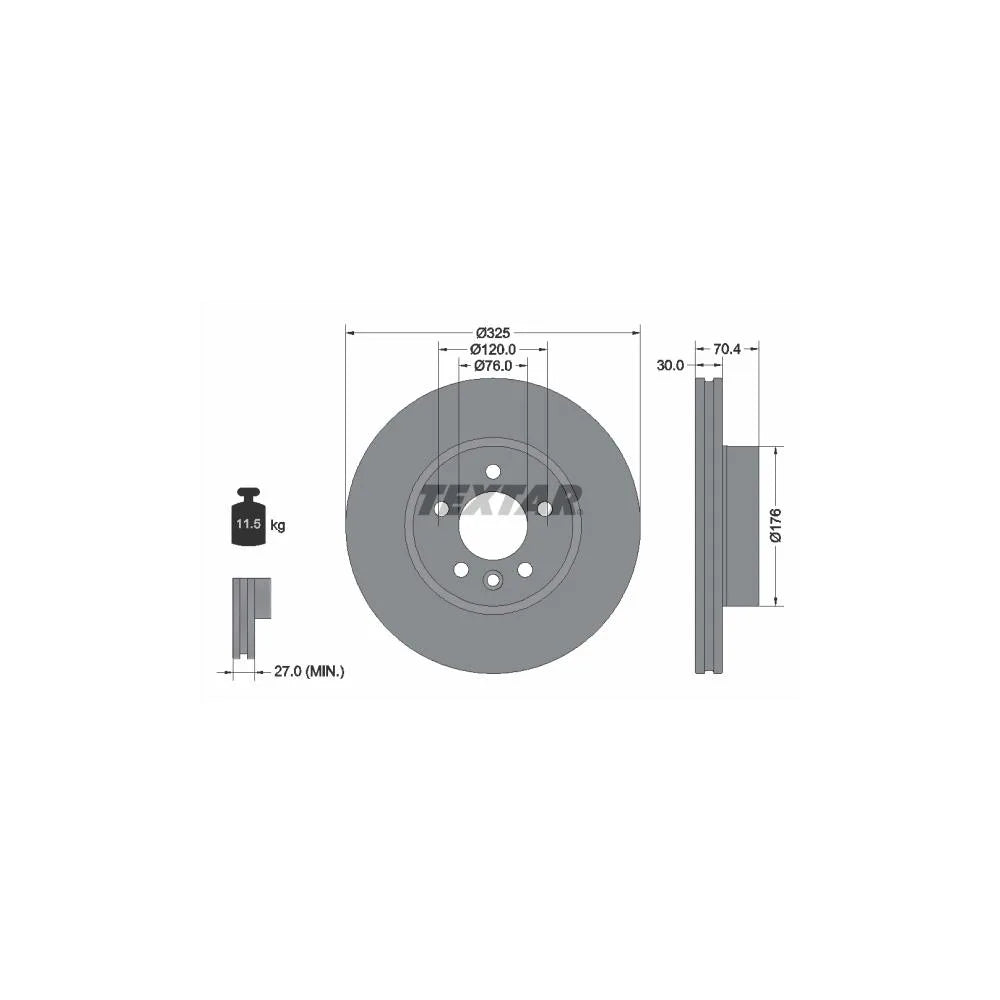 Disc Frana Textar pentru Man Tge Bus/Tge/Tge Platou, Volkswagen Crafter Bus/Crafter/Crafter Platou/Grand California - 92305905