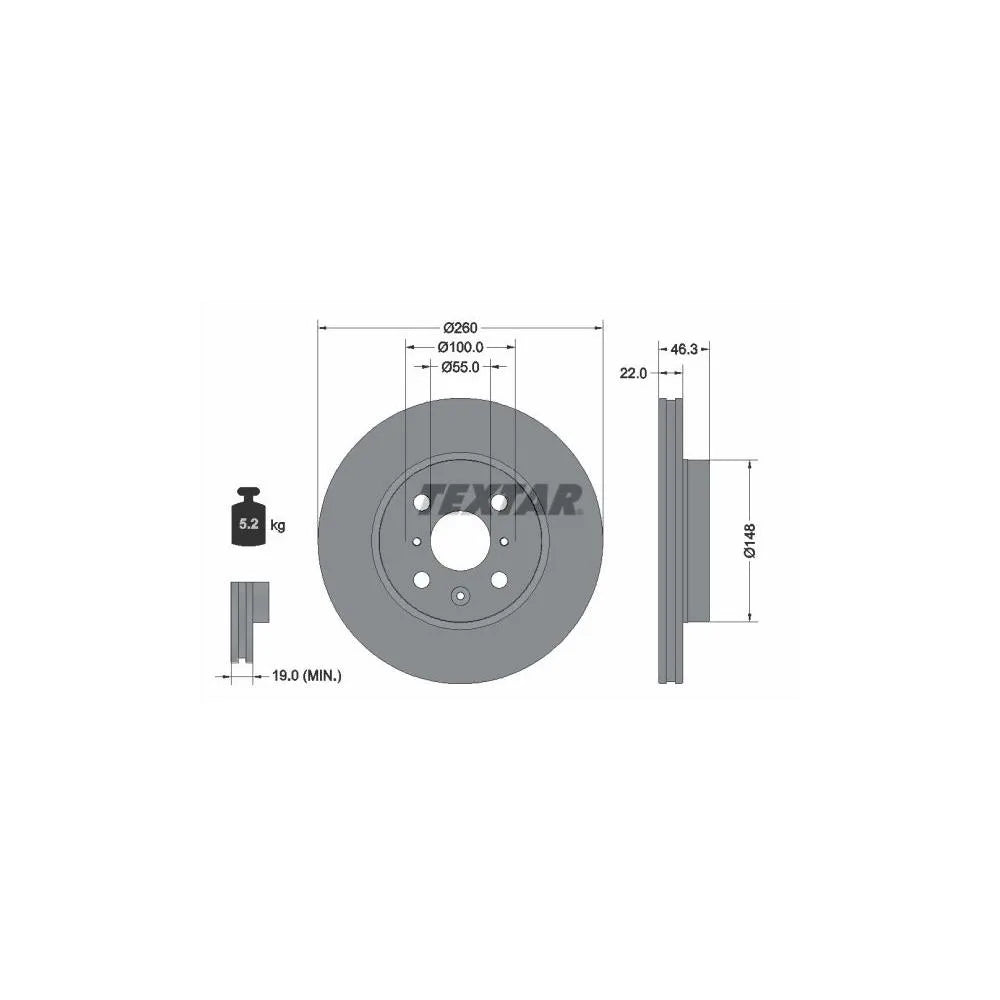 Disc Frana Textar pentru Toyota Aygo - 92346103