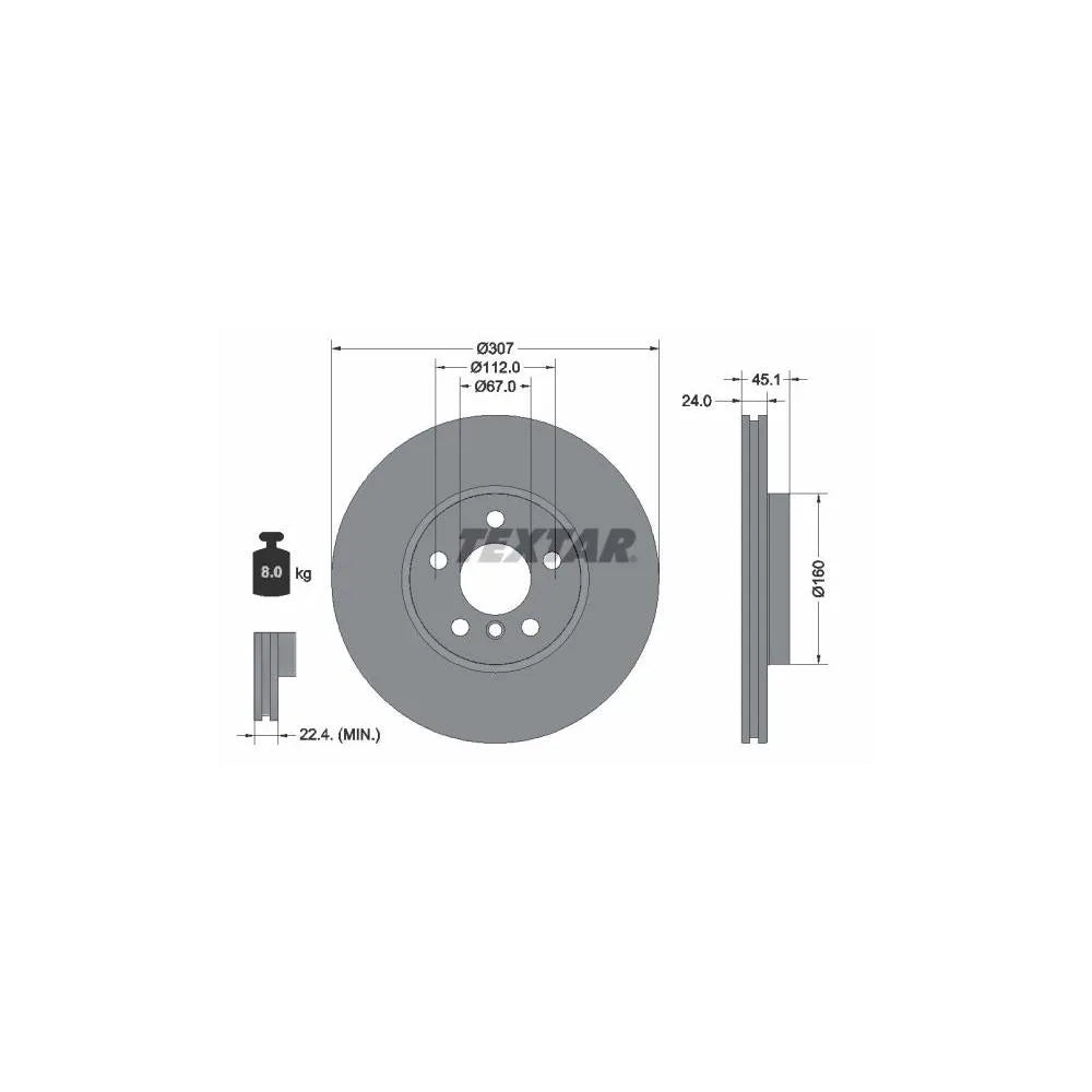 Disc Frana Textar pentru BMW 1/2 Active/2 Gran/X1/X2, Mini Mini/Mini Countryman - 92347205
