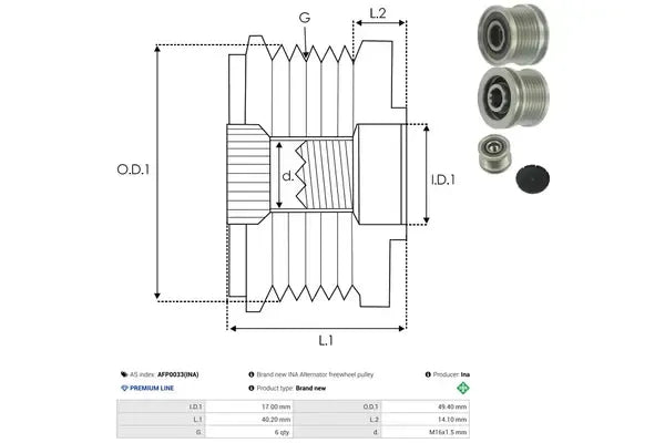 Sistem roata libera generator, Audi, SEAT, Skoda, 80x76x62 mm, AS-PL AFP0033INA