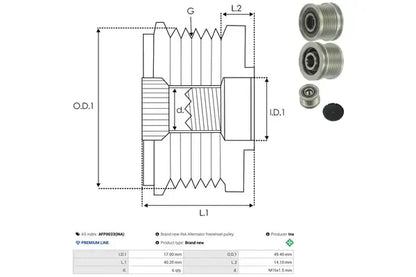 Sistem roata libera generator, Audi, SEAT, Skoda, 80x76x62 mm, AS-PL AFP0033INA