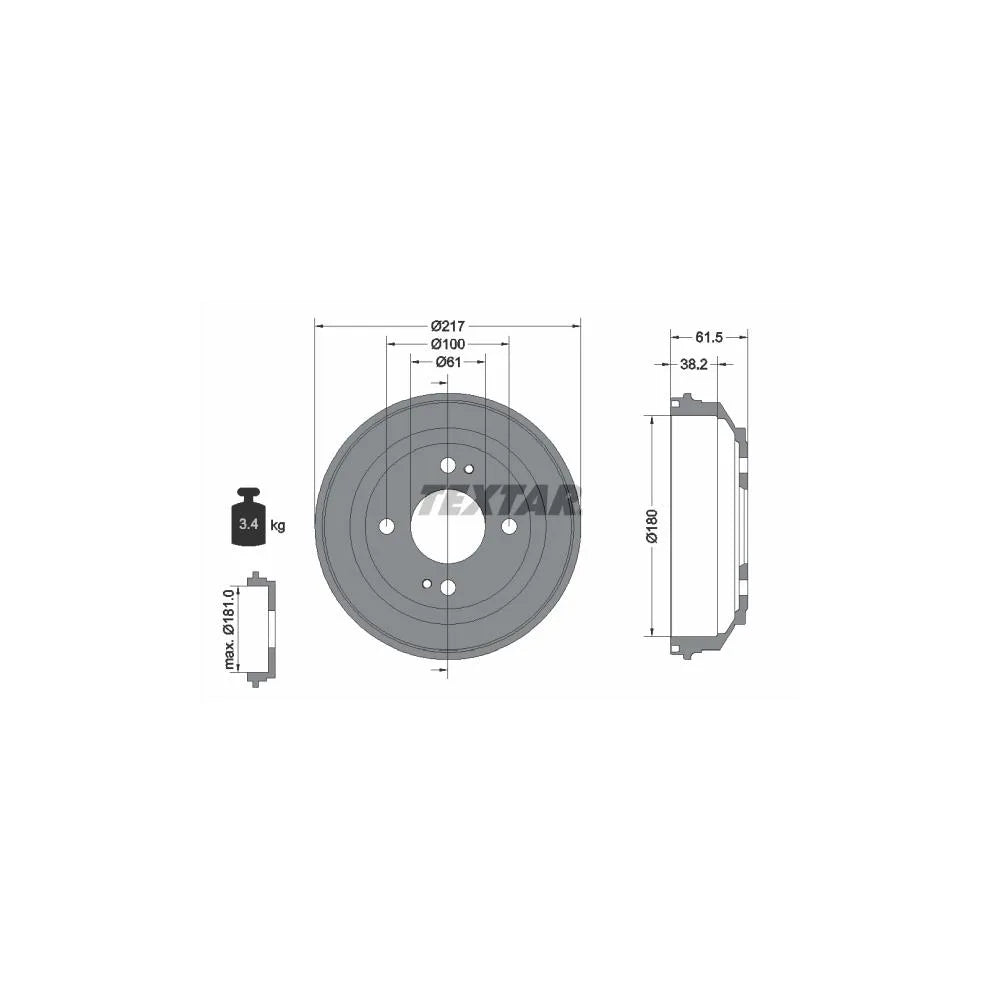Tambur Frana Textar pentru Honda Civic/Crx/Integra Cupe, Rover 200 - 94017500