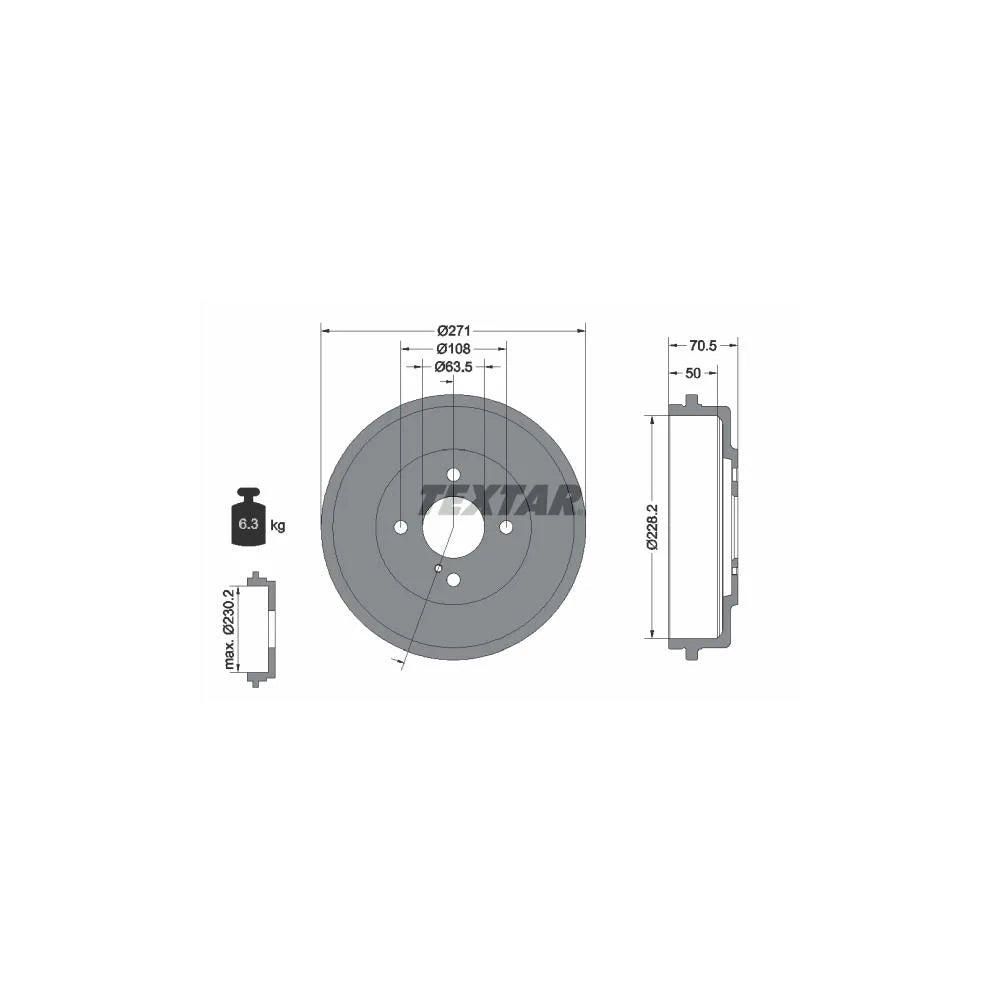 Tambur Frana Textar pentru Ford B Max/Fiesta/Tourneo Courier/Transit Courier - 94045600