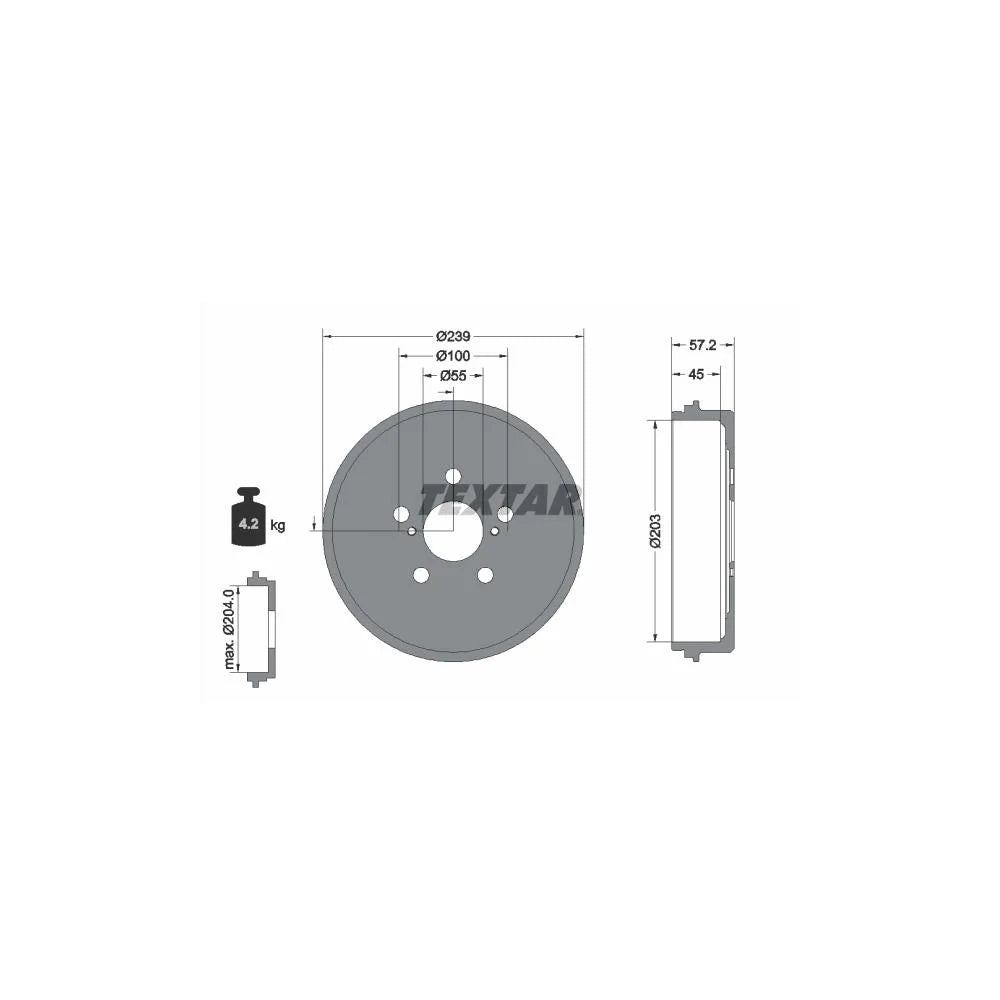 Tambur Frana Textar pentru Toyota Yaris - 94049100
