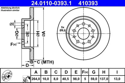 Disc frana, Fiat Tipo Combi, Tipo Hatchback, Tipo Limuzina, 500L, Ø264.0 mm, TRW 24011003931
