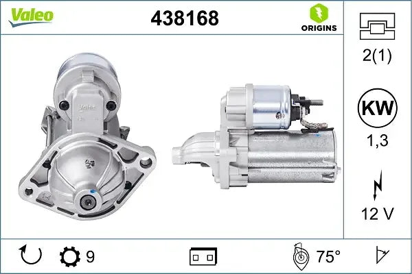 Starter, Fiat, Lancia, Opel, 291x160x138 mm, Valeo VAL438168