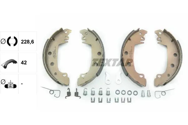 Set saboti frana, Peugeot, Citroen, Dacia 305, 305 Ii Break, C15 Autoutilitara, Limuzina Spatioasa, C15 Combi, Solenza, 215x191x94 mm, Textar 91029200