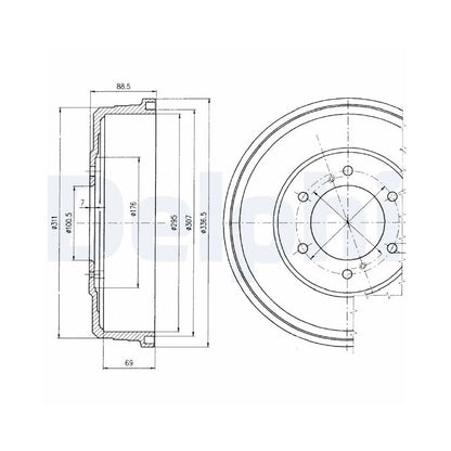 Tamburi Frana Delphi pentru Infiniti Qx4, Nissan Navara/Np300/Pathfinder/Pick Up - BF461