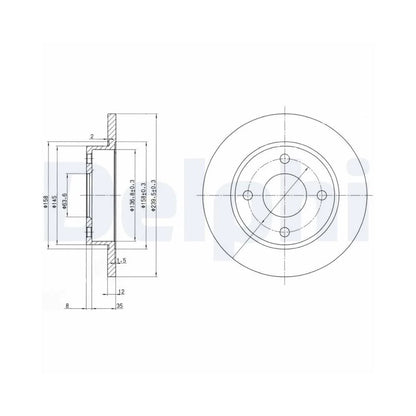 Discuri Frana Delphi pentru Ford Courier Pick Up/Fiesta/Ka, Mazda 121 - BG3055