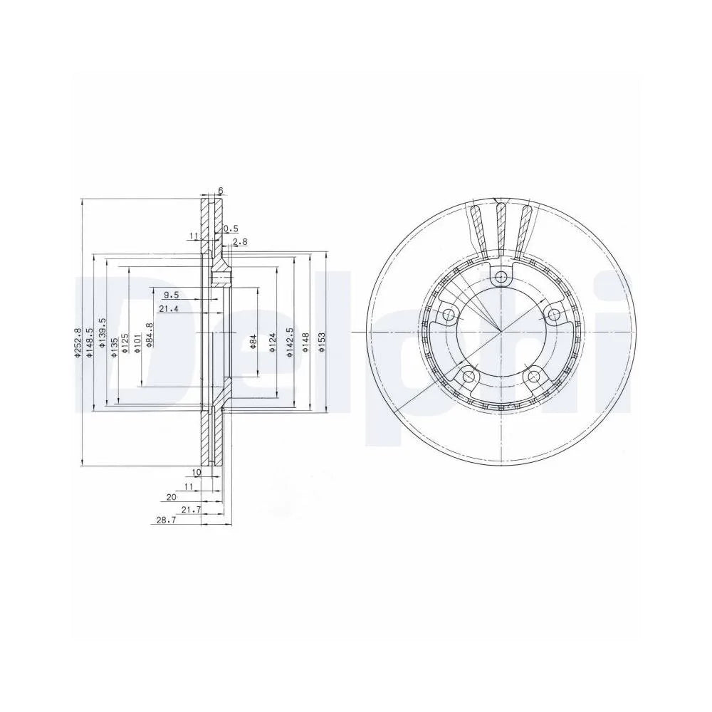 Discuri Frana Delphi pentru Hyundai Grace Bus/H 1 Starex/H100 Bus/H100/H100 Platou - BG3071