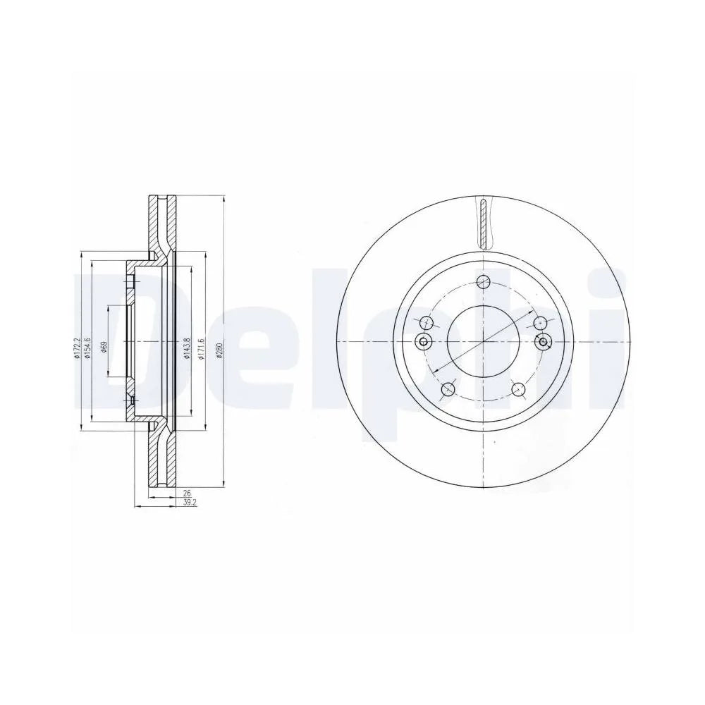 Discuri Frana Delphi pentru Hyundai I30/Ix20, Kia Cee D/Pro Cee D/Soul - BG4281C