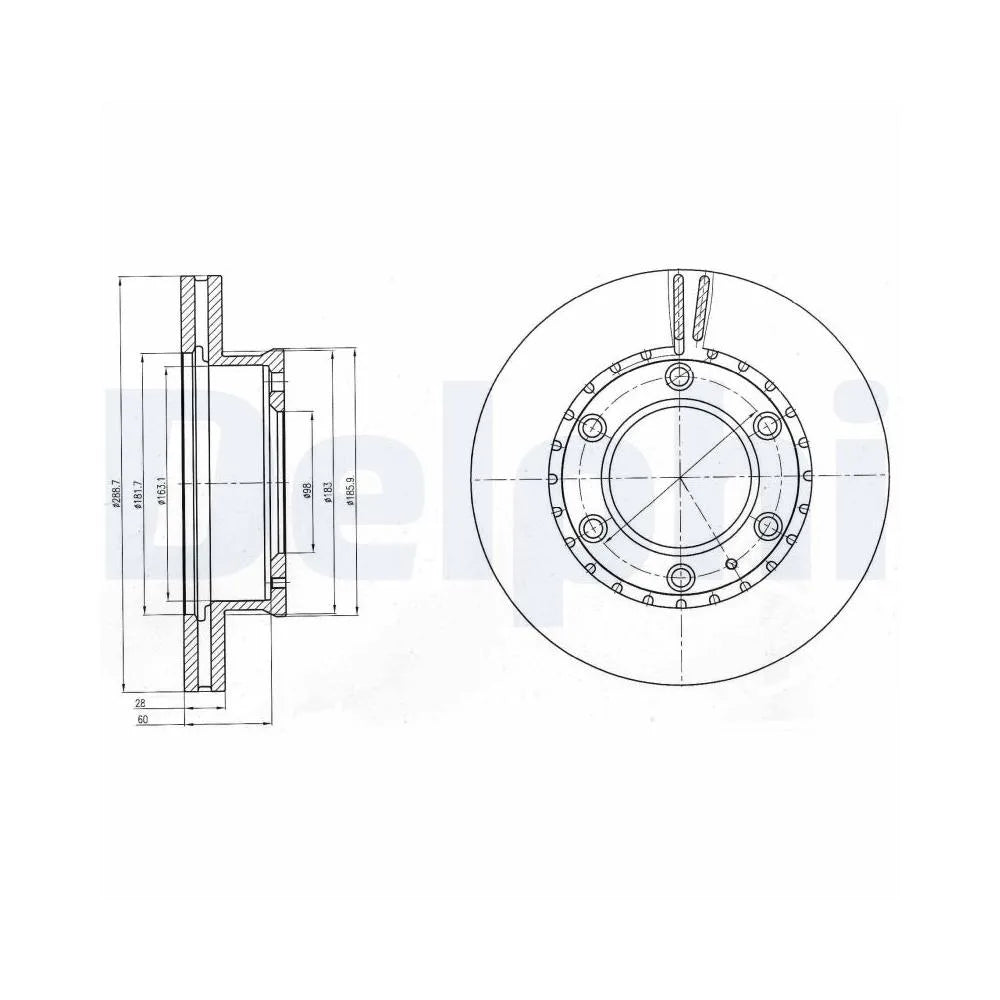 Discuri Frana Delphi pentru Ford Ranger, Mazda B Serie/Bt 50 Pick Up - BG4297