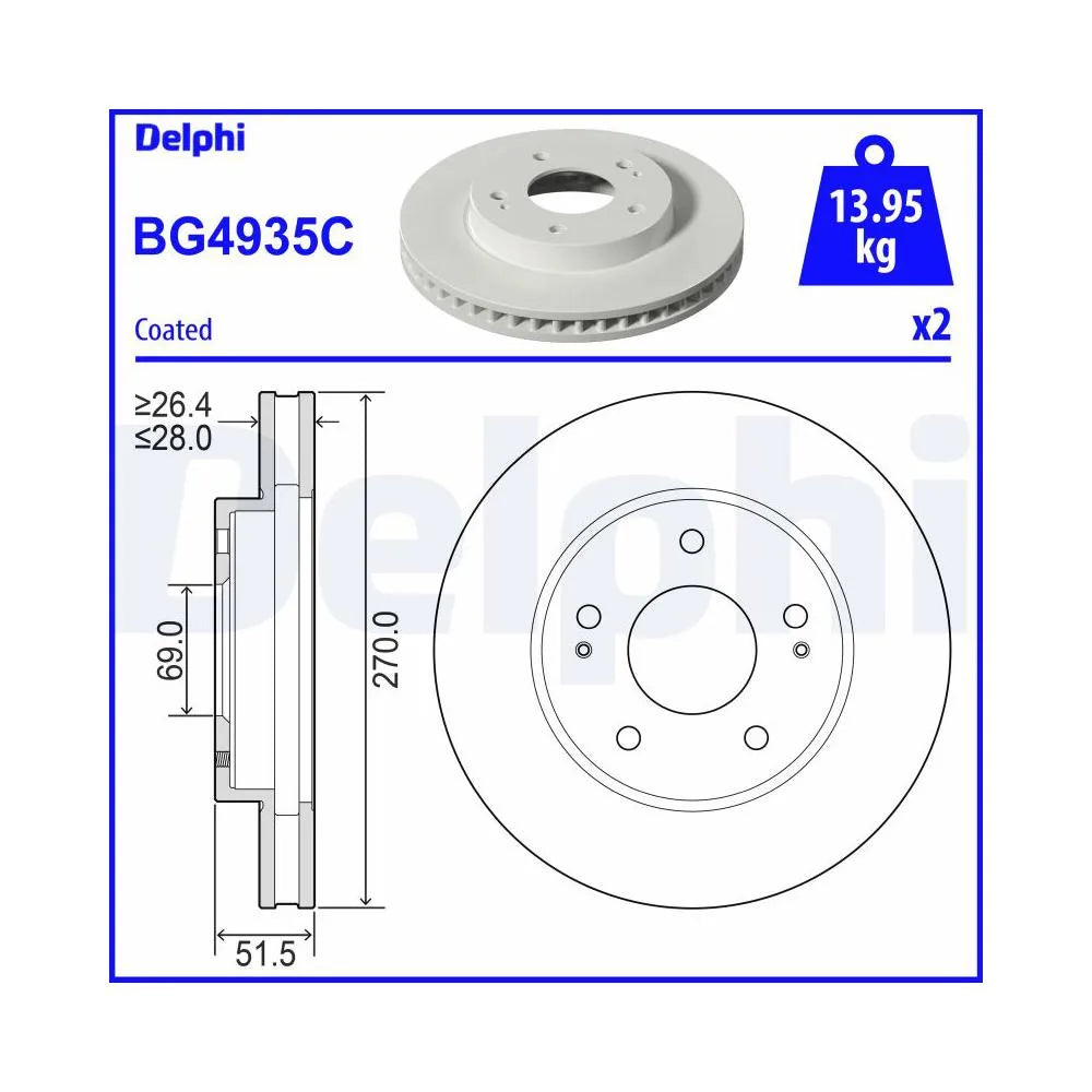 Discuri Frana Delphi pentru Mitsubishi L200 Triton - BG4935C