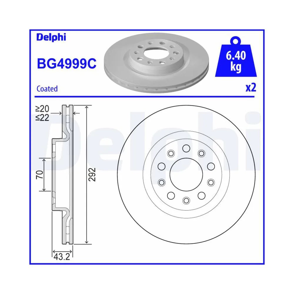 Discuri Frana Delphi pentru Alfa Romeo Giulia/Stelvio - BG4999C
