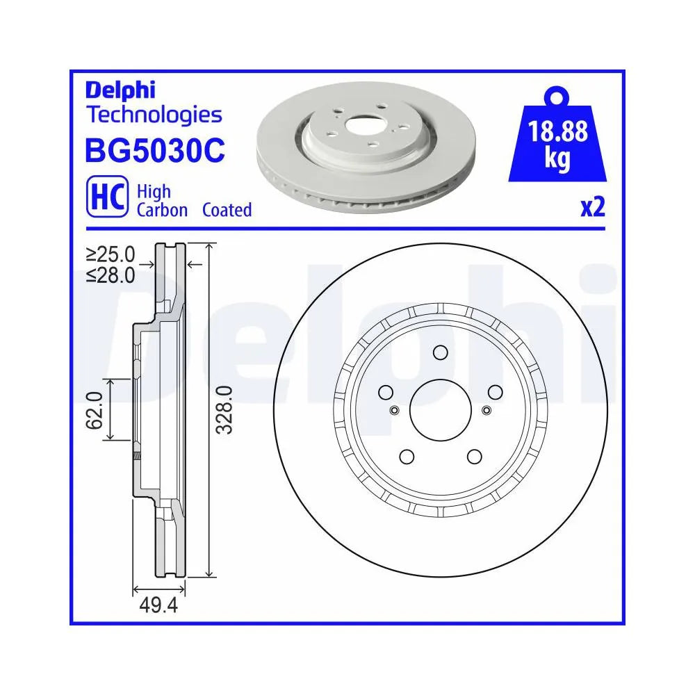 Discuri Frana Delphi pentru Lexus Es/Rx, Toyota Camry/Rav 4 - BG5030C