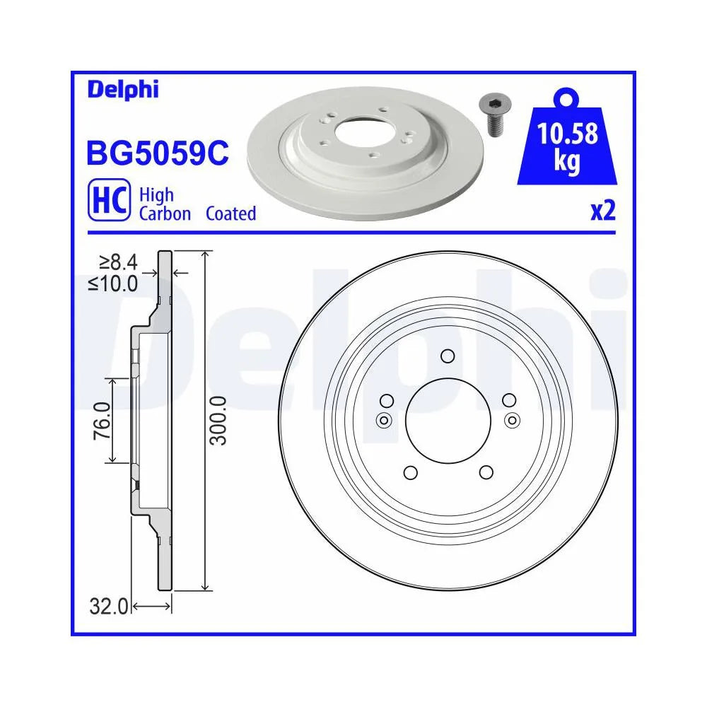 Discuri Frana Delphi pentru Hyundai Kona, Kia Niro/Optima/Optima Sportswagon/Soul - BG5059C
