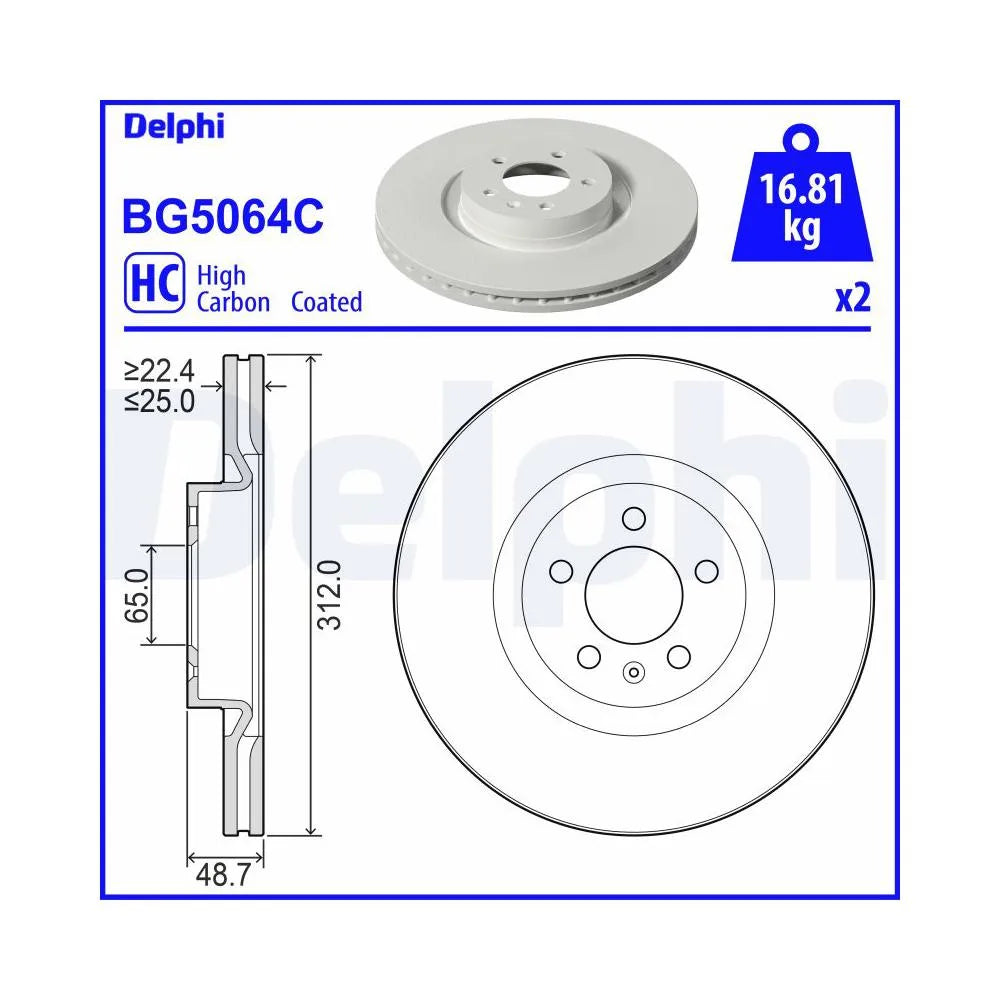 Discuri Frana Delphi pentru Volkswagen Polo - BG5064C