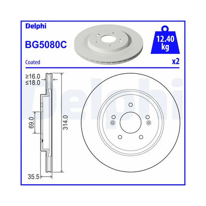 Discuri Frana Delphi pentru Hyundai Santa Fe - BG5080C