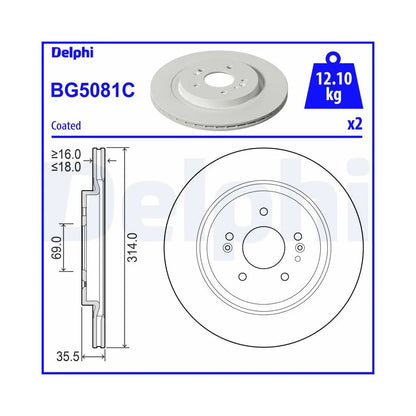 Discuri Frana Delphi pentru Hyundai Santa Fe - BG5081C