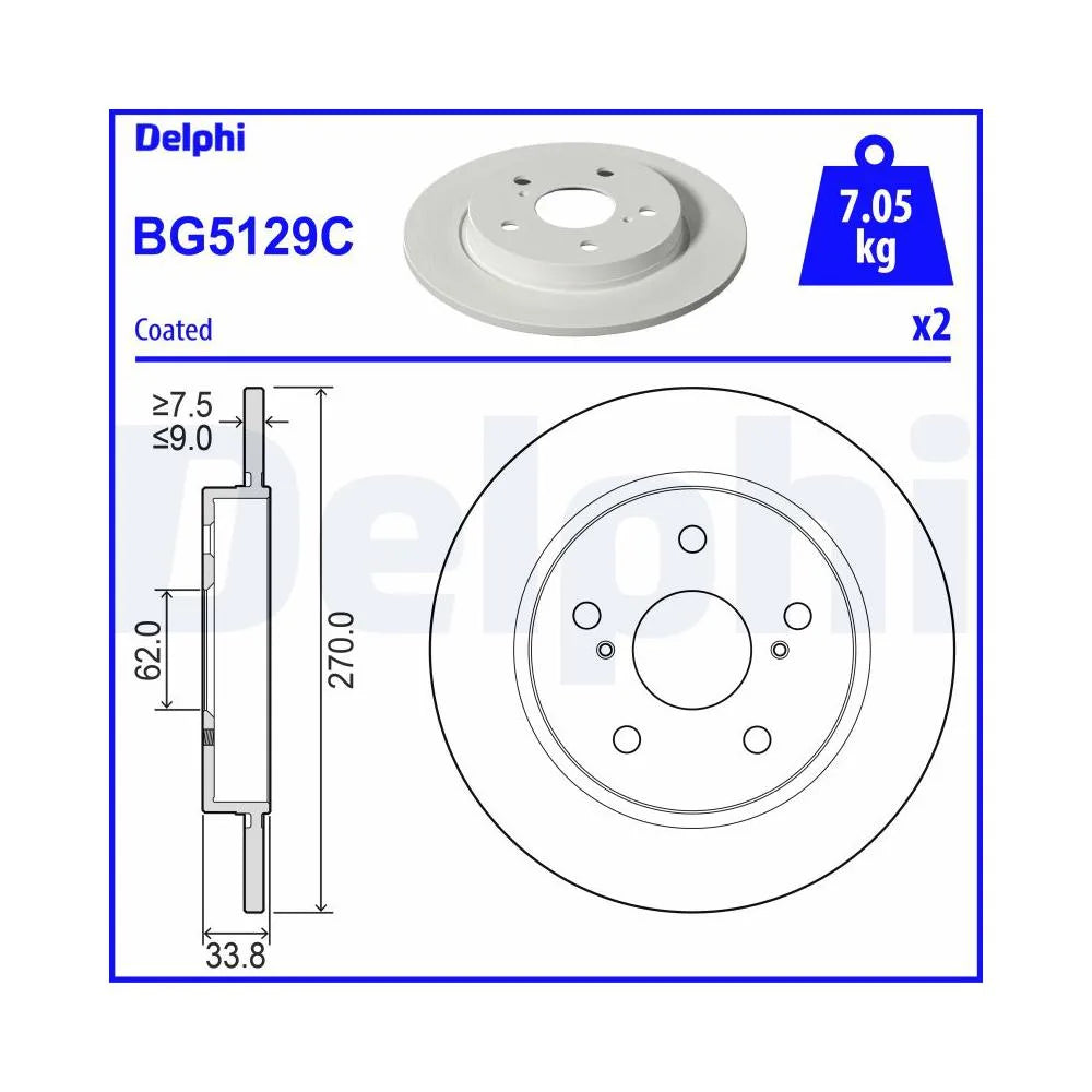 Discuri Frana Delphi pentru Toyota Corolla - BG5129C