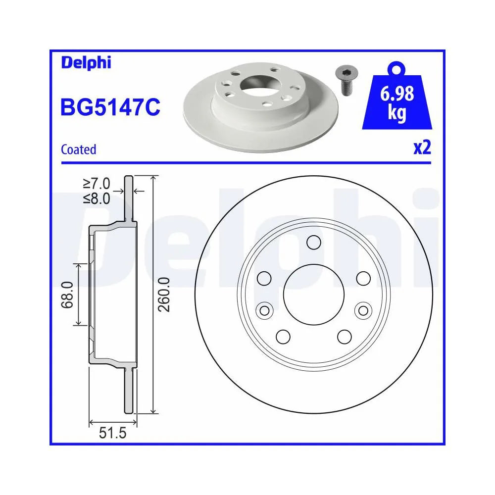 Discuri Frana Delphi pentru Mitsubishi Asx, Renault Captur/Megane - BG5147C