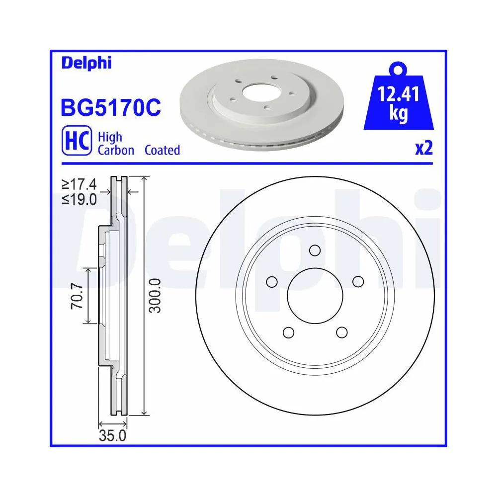 Disc Frana Delphi pentru Ford Australia Mustang Cupe, Ford Usa Mustang Convertible/Mustang Cupe - BG5170C