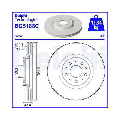 Discuri Frana Delphi pentru Fiat Tipo - BG5188C