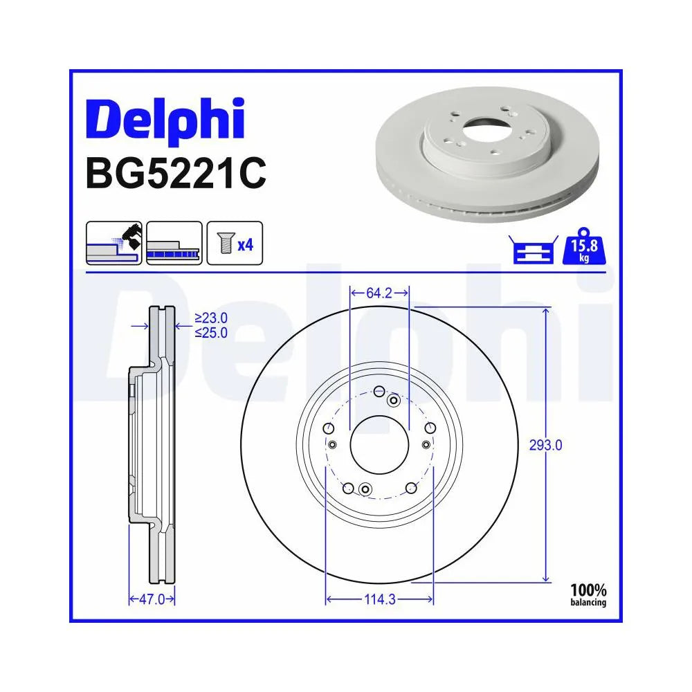 Discuri Frana Delphi pentru Honda Civic Xi/Hr V - BG5221C