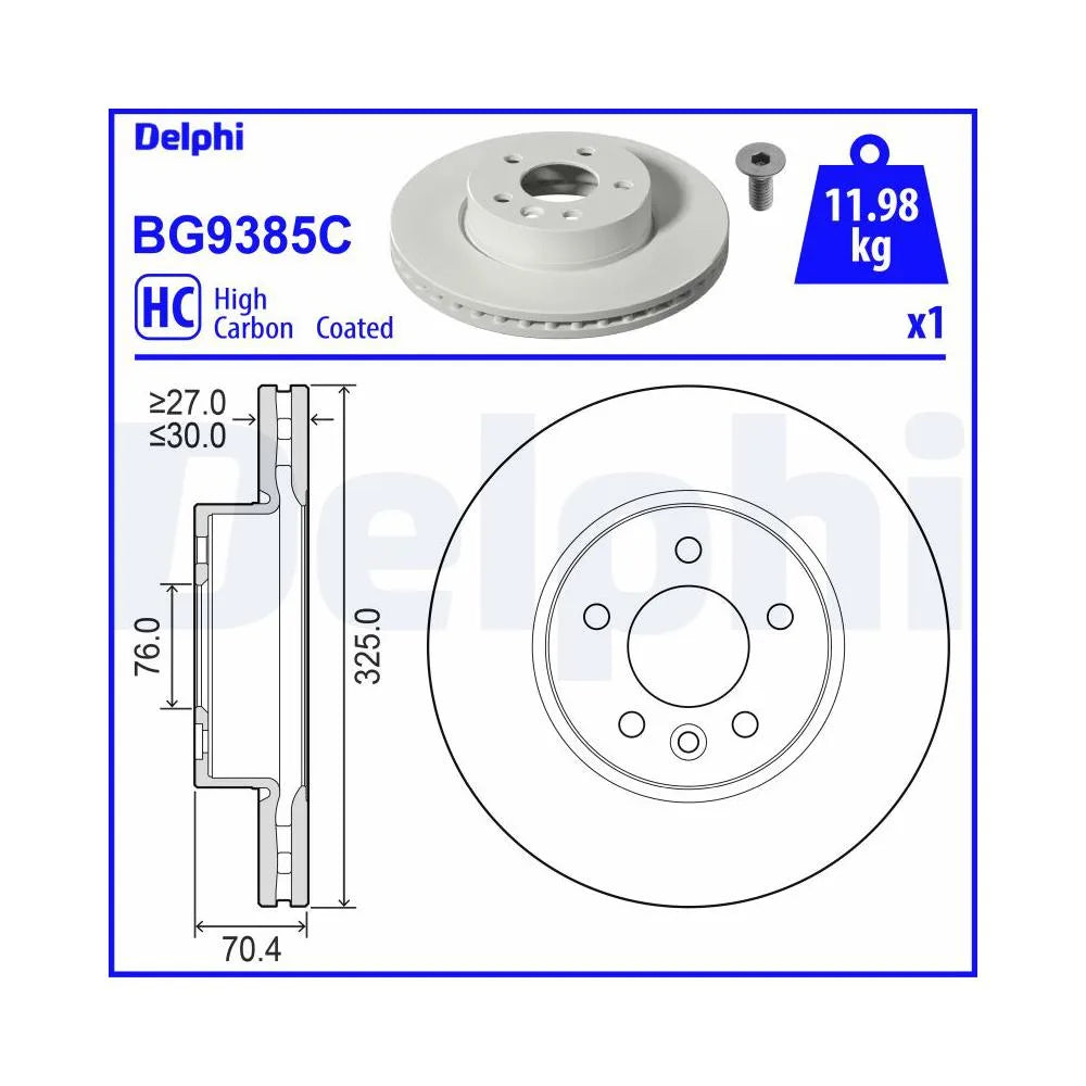 Discuri Frana Delphi pentru Man Tge Bus/Tge/Tge Platou, Volkswagen Crafter Bus/Crafter/Crafter Platou/Grand California - BG9385C