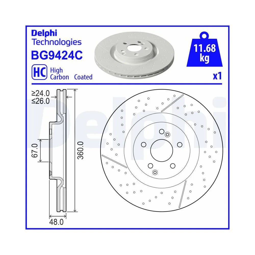 Discuri Frana Delphi pentru Mercedes-Benz Amg Gt/Glc - BG9424C