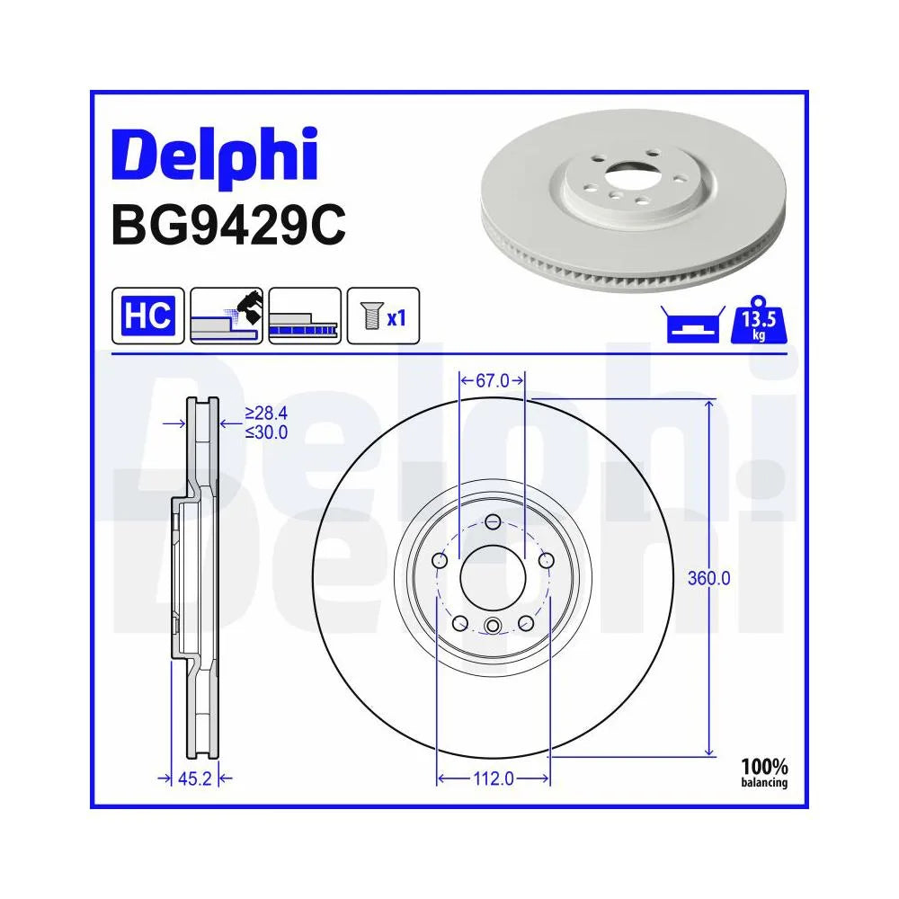 Discuri Frana Delphi pentru BMW 1/2 Gran/X1/X2, Mini Mini Countryman - BG9429C