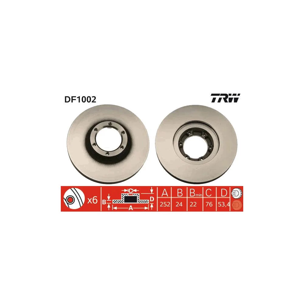 Disc Frana TRW pentru Opel Arena Bus/Arena, Renault 20/30/Trafic Bus/Trafic/Trafic Platou - DF1002