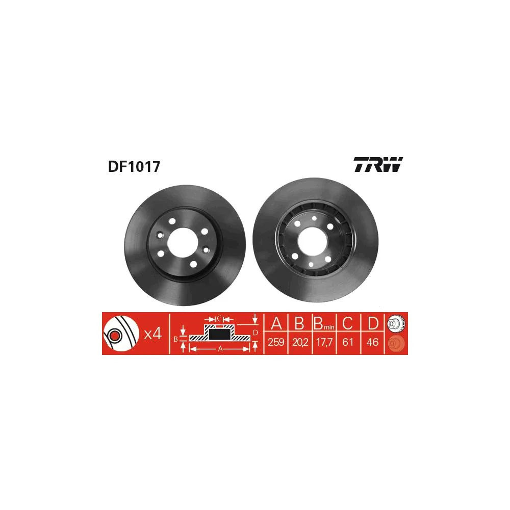 Disc Frana TRW pentru Renault 18/18 Variable/25/Espace/Fuego - DF1017