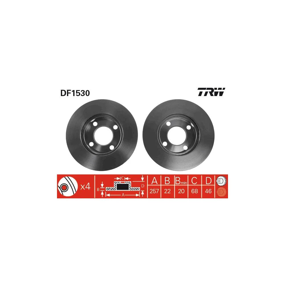 Disc Frana TRW pentru Audi 100/80/90/Quattro - DF1530