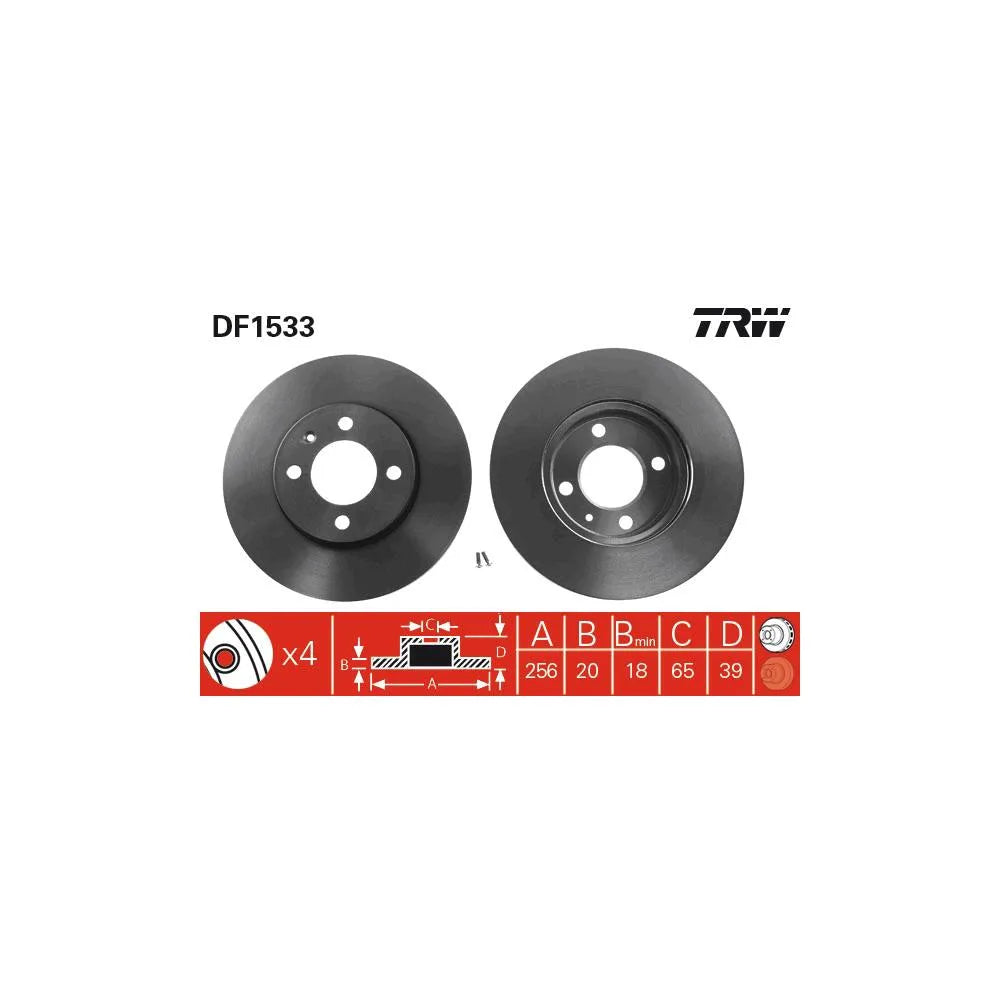 Disc Frana TRW pentru Seat Arosa/Cordoba/Cordoba Vario/Ibiza/Inca, Volkswagen Caddy/Corrado/Golf - DF1533