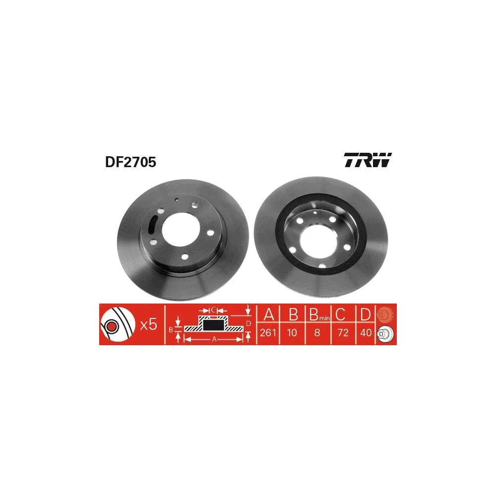 Disc Frana TRW pentru Ford Usa Probe, Mazda 626/Mx 6/Premacy/Xedos 6 - DF2705