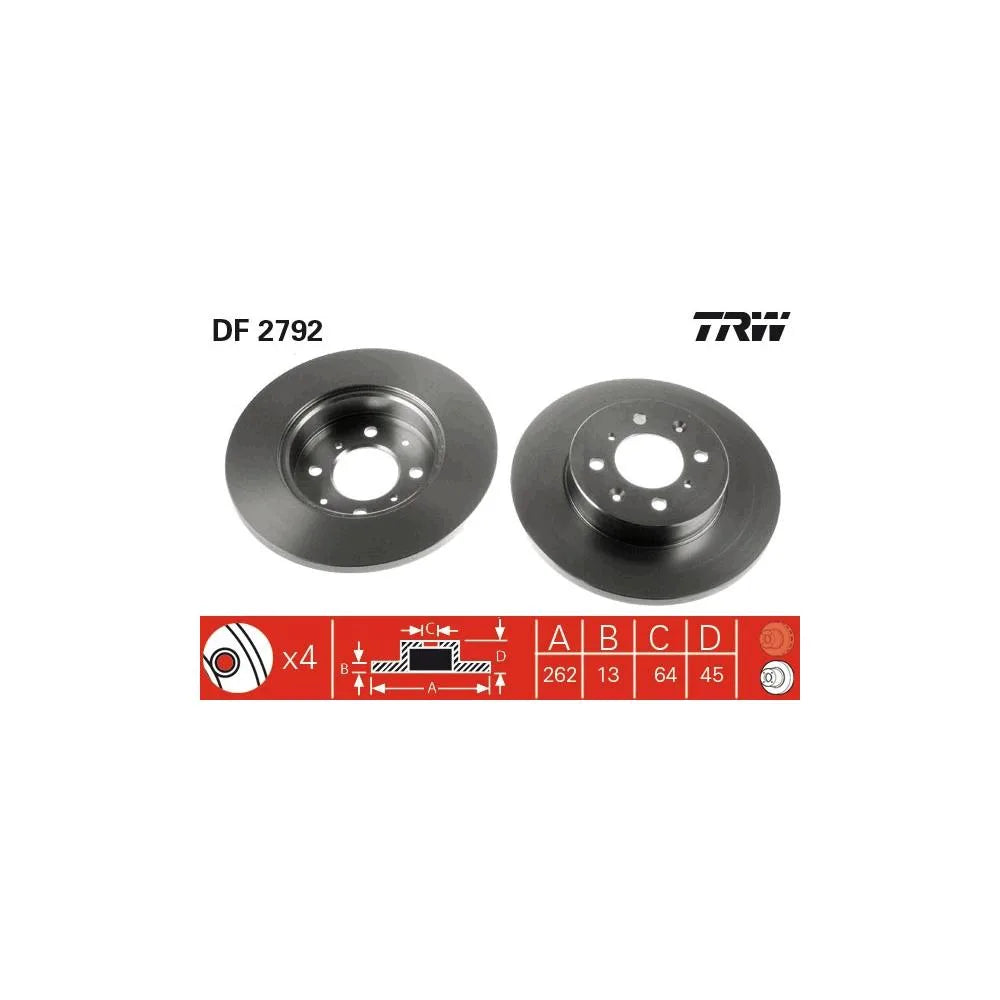 Disc Frana TRW pentru MG Zr, Rover 200 Cupe/200/25/400/45 - DF2792