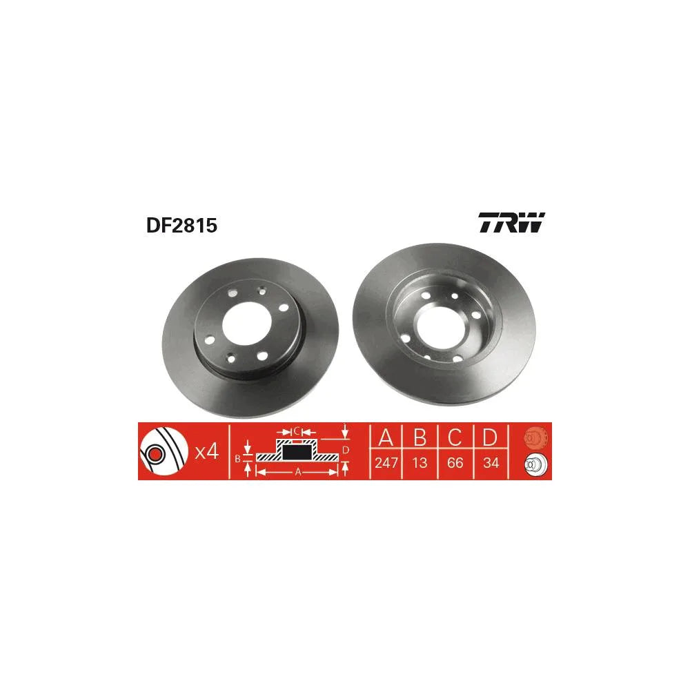 Disc Frana TRW pentru Citroen Xsara/Xsara Cupe, Peugeot 206/306 - DF2815