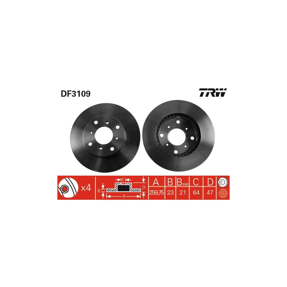 Disc Frana TRW pentru Honda Accord/Prelude - DF3109