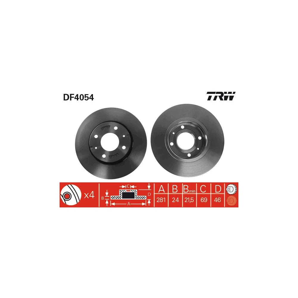 Disc Frana TRW pentru Mitsubishi Carisma, Volvo S40/V40 - DF4054
