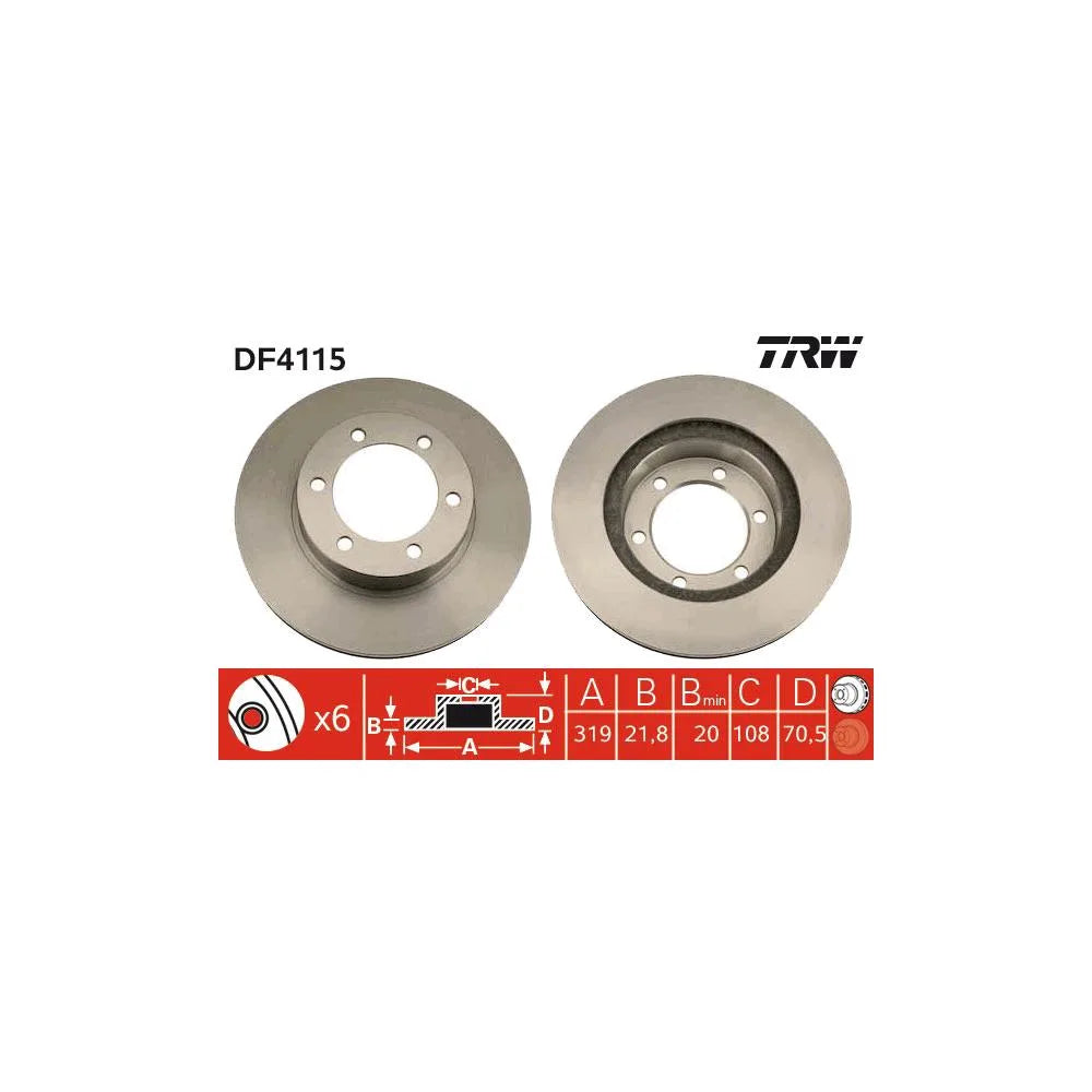 Disc Frana TRW pentru Toyota 4 Runner/Hilux/Land Cruiser - DF4115